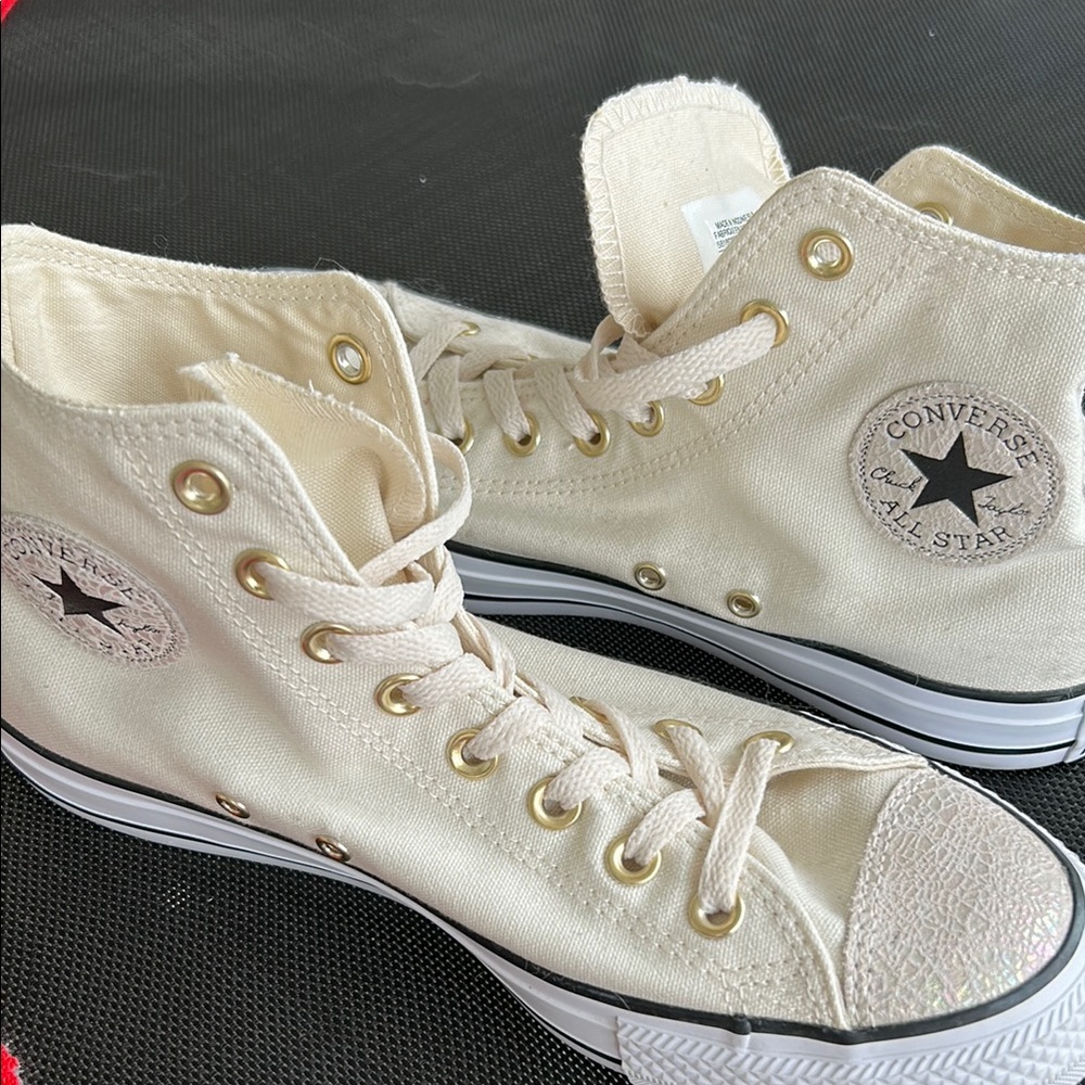 Converse Cream Canvas High-Top Sneakers